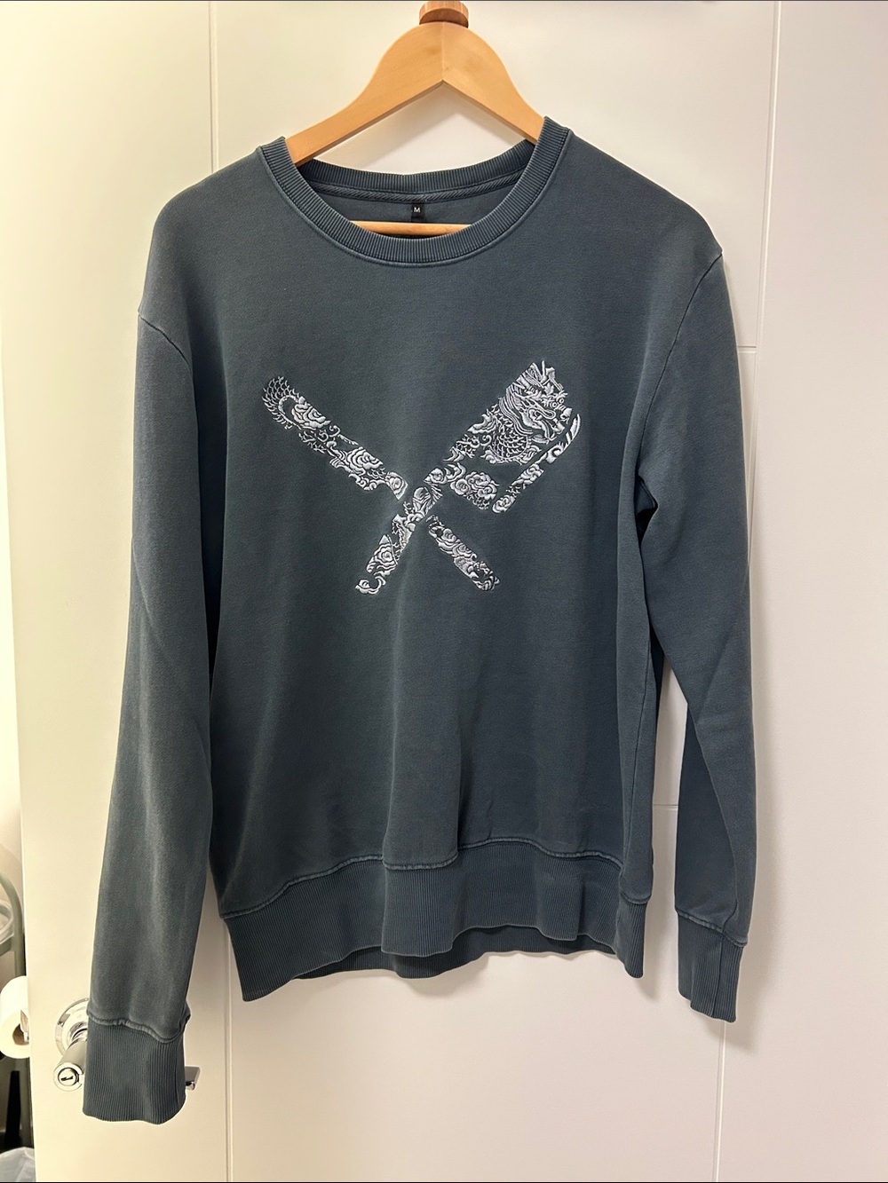 Men's Crewneck Sweatshirt in Slate Green with Graphic